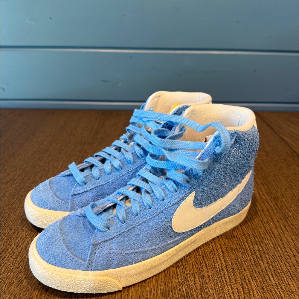 Nike Kids Blue High-Top Sneakers with White Swoosh